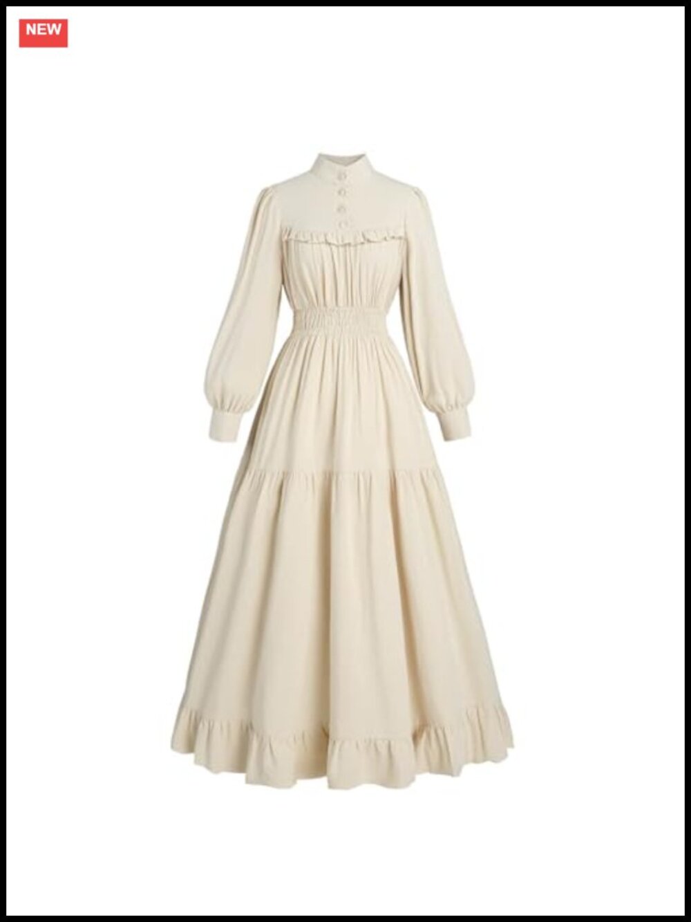 Victorian Dress Long Sleeve High Neck 100% Cotton Renaissance Costume